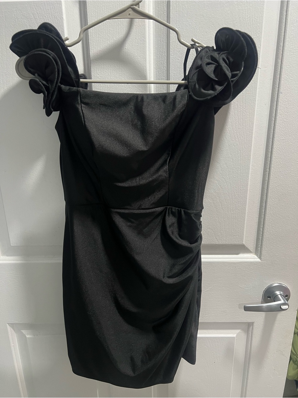 B Darlin Black Floral-Shoulder Cocktail Dress